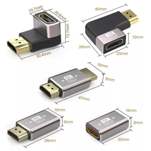 8K HDMI Cable 2.1 Gold Plated Directional & Extension Adapters 8K 60Hz 4K 120Hz
