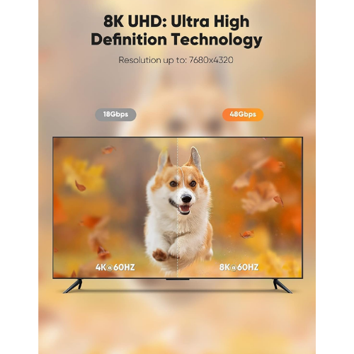 8K HDMI Cable 2.1 Gold Plated Ultra High Speed 48Gbps 8K 60Hz 4K 120Hz HDR eARC